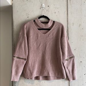 Light Purple Sweater with Zippered Elbow | Size M